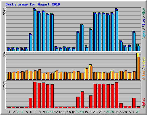 Daily usage for August 2019